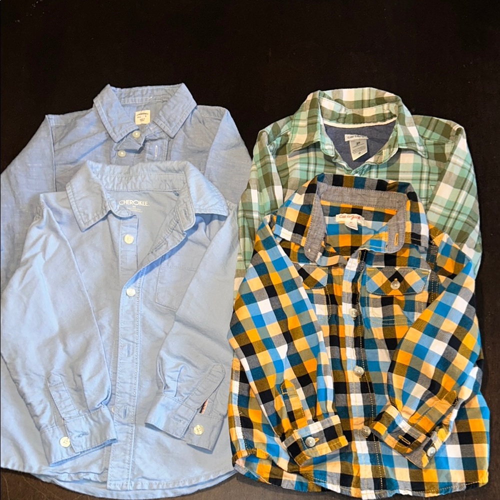 Bundle of 4 Toddler Boy Button-Down Shirts – Size 3T